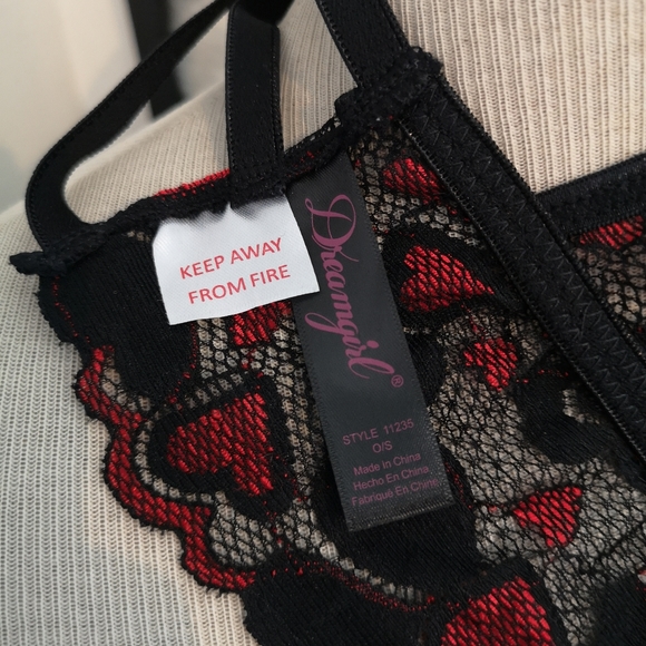 Dreamgirl Heart Lace Strappy Bondage Lingerie Set BNWOT - Picture 6 of 7